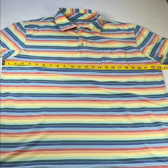 Peter Millar Colorful Striped Polo Shirt Cotton Spandex Blend Sz L - Picture 6 of 7